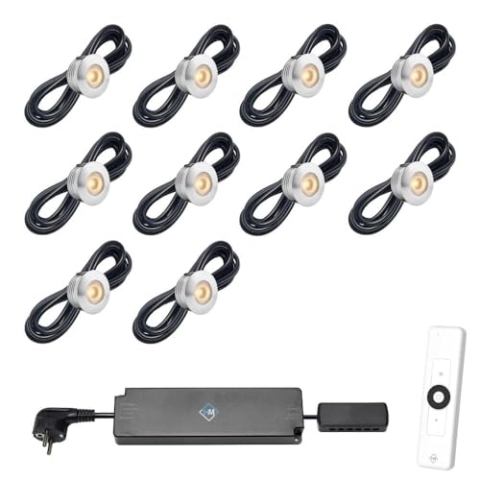 Hamulight LED Einbaustrahler Terrassenüberdachung Aragon ab mit Fernbedienung | Beleuchtung Wintergarten - Einbauleuchten - Terrassendach - Carport | 3W - Dimmbar - Warmweiß | Set mit 10 Stück