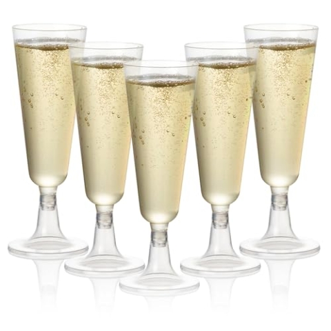 MATANA 96 Premium Elegante Sektgläser Plastik, 150ml - Stabil & Mehrweg - Sektgläser Kunststoff, Cocktailgläser, Champagner Gläser Plastik, Sektflöten, Weingläser für Hochzeiten, Partys