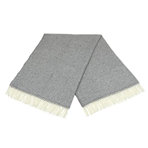 Klippan: Creme-graue Wolldecke 100% Lambswool, 130x200m