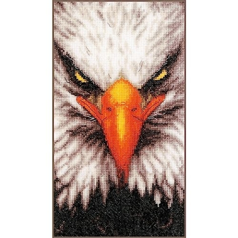 Lanarte Kreuzstich Stickpackungen Gezählter Kreuzstichbilder Set ADLER Wanddekoration Handarbeit Set für Erwachsene 14 x 26 cm DIY Deko Bastelset Handwerker Kreative Geschenkset