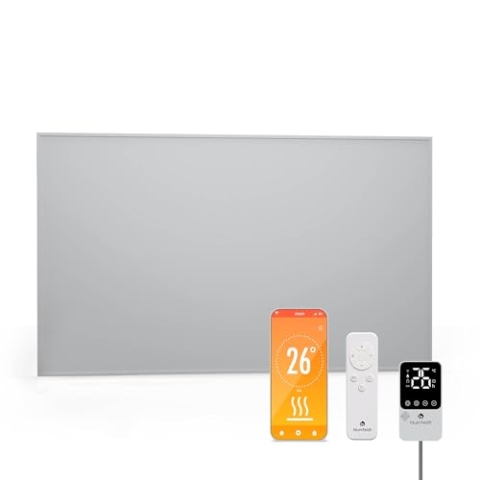 blumfeldt Infrarot Wandheizung 600W – Wandmontage, IP44 Spritzwasserschutz, Externer Thermostat, App Steuerung, 95% Energieeffizienz, Für 10-15 m², Aluminium, Überhitzungsschutz, Badezimmer