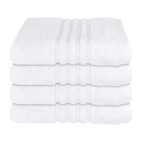 Schiesser Frottier Handtuch Milano im 4er Set | 100% Baumwolle aus nachhaltiger Produktion | weich, saugstark, farbecht | 50x100cm | Weiß