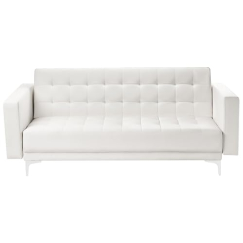Beliani Moderner 3-Sitzer Sofa Kunstleder weiß Aberdeen