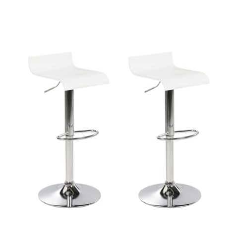 Beliani Barhocker 2er Set weiß mit Metallgestell höhenverstellbar Valencia
