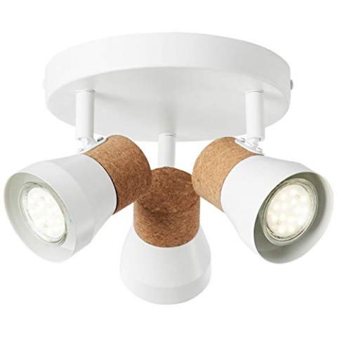 BRILLIANT Lampe Moka Spotrondell 3flg weiß matt/braun | 3x PAR51, GU10, 10W, geeignet für Reflektorlampen (nicht enthalten) | Köpfe schwenkbar