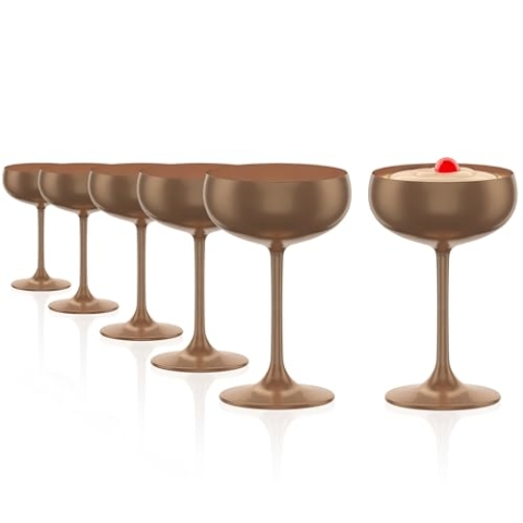 Stölzle Lausitz Elements Sektschalen Bronze 6er-Set 230 ml – Stilvolle Gläser ideal für Sekt & Champagner – Bronzefarbene Sektgläser aus bleifreiem Kristallglas – Spülmaschinengeeignet & stoßfest