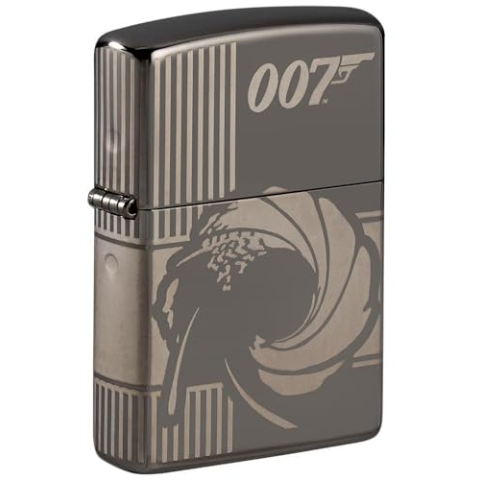 ZIPPO – Sturmfeuerzeug, James Bond™ 007 Bullet Hole, 360° Laser Engraved, Black Ice, nachfüllbar, in hochwertiger Geschenkbox