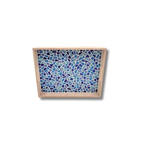 Little Creations Mosaik-Tablett Blau | DIY Bastelset für Erwachsene | Gestalte Dein eigenes Tablett | 33 x 25 x 5 cm | Nachhaltiges Design | Vielseitige Verwendungsmöglichkeiten