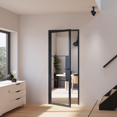 inova Glastür Komplettset 830x2115mm DIN Links Türschloss Drehtür mit Beschlag und Zarge