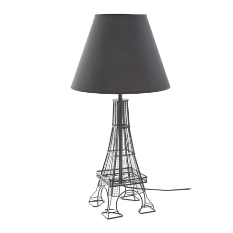 Lindby Eiffelturm Tischlampe Metall, Textil Nachttischlampe Tischleuchte 1x E27 max. 15W ohne Leuchtmittel Schlafzimmerlampe Nachttischleuchte