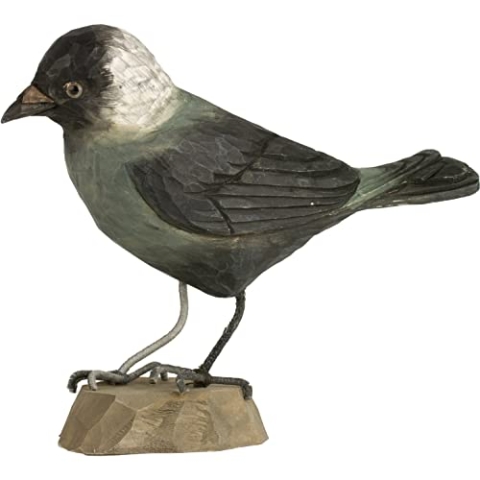 WILDLIFEGARDEN Wildlife Garden WG464 DecoBird Dohle - Handgeschnitzter Dekorative Vogel aus Holz - Große Europäische Vögel