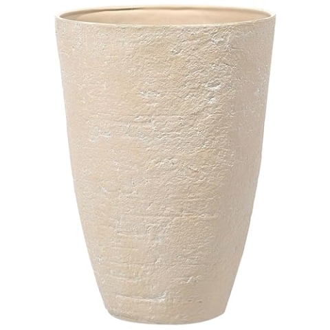 Beliani Moderner Blumentopf beige 51x51x71 cm Steingemisch Camia