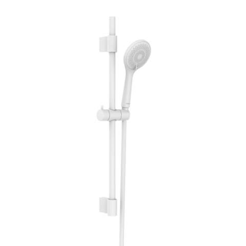 WENKO Brauseset Watersaving, Edelstahl Duschstange, wassersparender Duschkopf, mit Duschschlauch 150 cm, Weiß