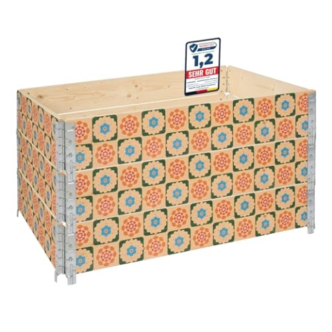 Garronda Holzaufsatzrahmen mit Print – Hochbeete für Pflanzen Blumen Kräuter Obst und Gemüse Aufbewahrungskiste aus Holz mit dekorativem Druck GD-0075 (120x80x20 cm, Blumen mit Hintergrund, 3St)