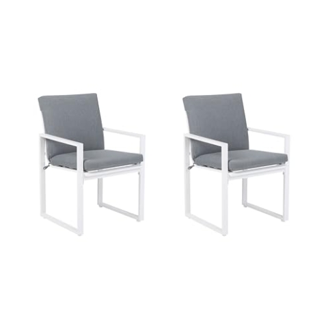 Beliani Exklusive Gartenstühle aus Aluminium 2er Set grau Pancole