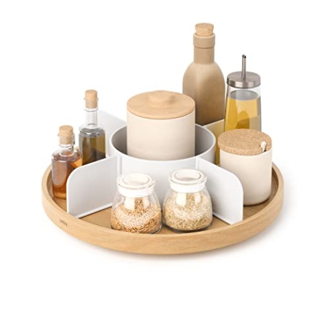 Umbra Bellwood Drehbarer Organizer, Lazy Susan Drehteller, Weiss/Natur