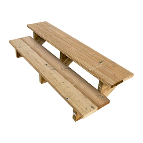 Außentreppe Holz, 2 bis 7 Stufen, fertiges Set, Gartentreppe aus Holz, für Garten, Balkon und Terrasse (2 Stufen ohne Setzstufen, 140 cm)