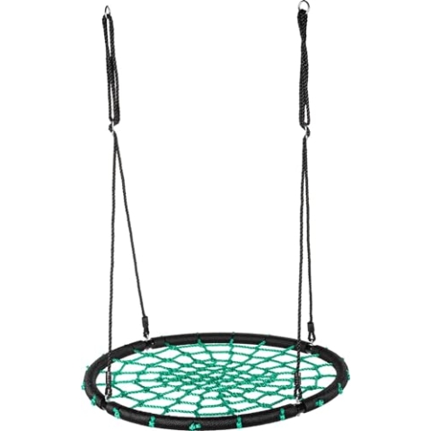 Outtec® Nestschaukel XXL - bis 150 kg - Schaukel, Kinderschaukel, Netzschaukel, Hängeschaukel, Tellerschaukel - Garten, Terrasse, Balkon, Veranda (Grün)