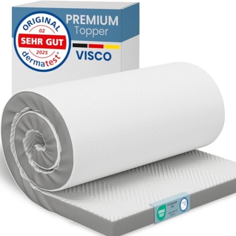 ELONEO Viscoelastischer Matratzen Topper 80x200cm, Matratzentopper mit Memory Foam Effekt, 5 cm Höhe, Matratzenauflage für Bett und Boxspringbett inkl. atmungsaktivem Mesh-Bezug und Eckschlaufen