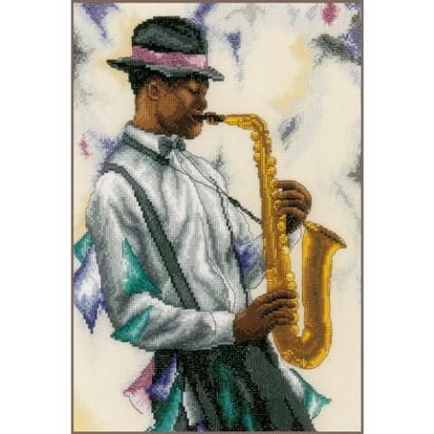 Lanarte Kreuzstich Stickpackungen Gezählter Kreuzstichbilder Set SCHWINGEN SIE ZUR MUSIK Wanddekoration Handarbeit Set für Erwachsene 26 x 35 cm DIY Deko Bastelset Handwerker Kreative Geschenkset