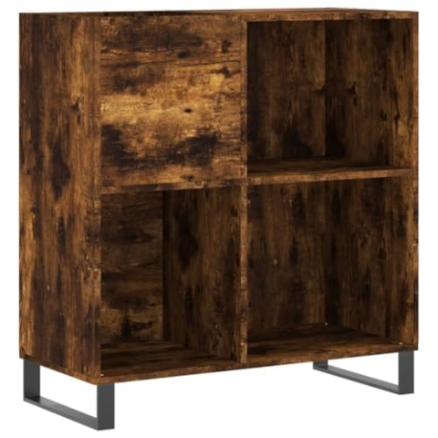 vidaXL Plattenschrank, Schallplattenschrank mit viel Stauraum, Plattenspieler Schrank für Wohnzimmer, LP Schrank Schallplattenständer, Räuchereiche Holzwerkstoff