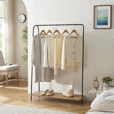 [en.casa] Garderobenständer Ørbæk Kleiderregal Jackenständer mit einer Kleiderstange 144 x 100 x 35 cm aus Metall und Spanplatte Kleiderständer für Wohnzimmer und Schlafzimmer