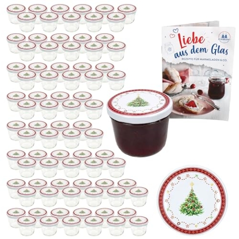 MamboCat 100er Set Sturzglas 230 ml mit Twist-Off-Deckel Weihnachtstraum I Einmachgläser + TO 82 Deckel + GRATIS Rezeptheft I Vorratsgläser einkochen & konservieren