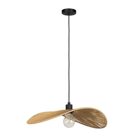 EGLO Hängelampe Siruela, Pendelleuchte über Esstisch, FSC zertifiziert, Esszimmerlampe aus Papier in Natur und Metall in Schwarz, Hängeleuchte mit E27 Fassung, 40x56 cm