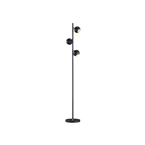 Trio Leuchten Dakota 404600332 Stehleuchte, Metall, Schwarz Matt/Gold