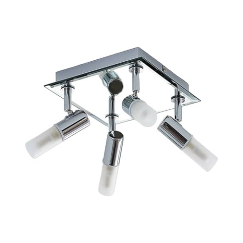 Lindby Deckenlampe Zela (spritzwassergeschützt (Modern) in Chrom aus Metall (4 flammig, G9) - Bad Deckenleuchte Lampe Licht nach oben & unten Badezimmerleuchte