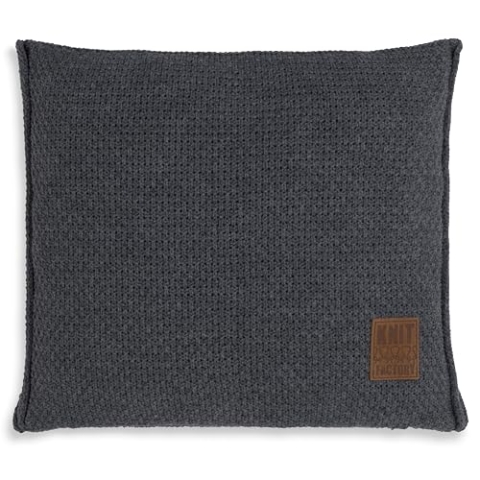 KNIT FACTORY - Jesse Zierkissen - Quadratische Sofa Kissen - Anthrazit - Gestrickter Dekokissen - Couchkissen - 50x50 cm - Kissenbezug mit Füllung und Bezug