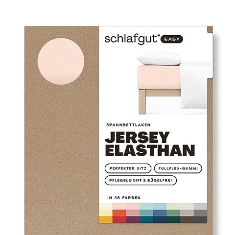Schlafgut Easy Jersey Elasthan Spannbettlaken 140x200 bis 160x220 Red Light, Spannbetttuch aus superweicher Baumwolle mit Elasthan