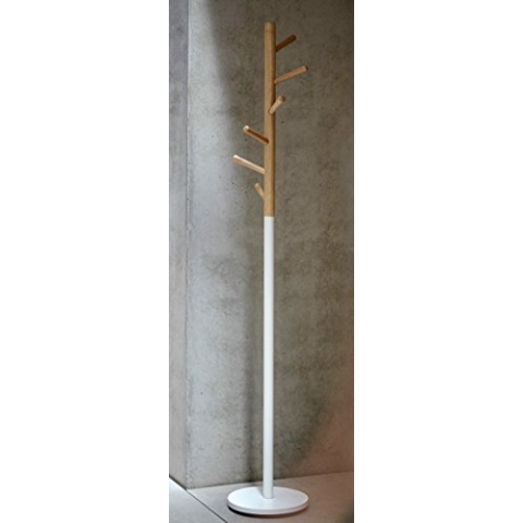 Jan Kurtz Garderobenständer Kent, Buche Natur/Stahlrohr weiß 182 cm hoch, Rohr: ? 38 mm, Fuß: ? 32 cm
