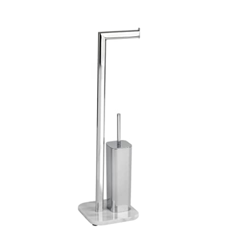 WENKO Stand WC-Garnitur Onyx Toilettenpapierhalter und WC-Bürstenhalter Chrom