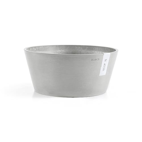 Ecopots Blumentopf Frankfurt - hell grau - Durchmesser Ø 40 cm rund groß - Pflanzentopf aus Recycling Kunststoff - Übertopf modern für Indoor und Outdoor