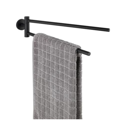 WENKO Handtuchhalter mit 2 Armen Bosio, Edelstahl, 5,5x9x43 cm, inkl. Schraubmaterial, Schwarz