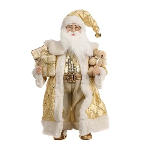 Goodwill Weihnachtsmann Weihnachtspuppe Weihnachtsmann Gold-Creme H 48 cm
