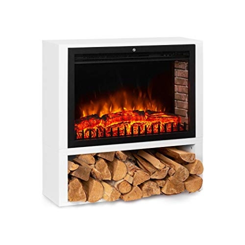 Klarstein Mauna Loa - Elektrokamin Elektroheizung Konvektionsheizung, 1000/2000 W, bis 40 m², Thermostat: 15-30 °C, Flammenillusion, dimmbare LED-Technik, Fernbedienung, Wochentimer, weiß