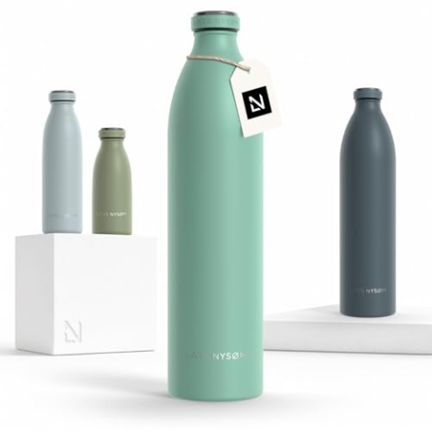 LARS NYSØM Edelstahl Trinkflasche 350ml, 500ml, 750ml, 1L, 1 5 liter | Thermosflasche Kohlensäure geeignet | Auslaufsichere Wasserflasche für Sport, Outdoor, Schule (Aqua Turquoise, XL 1500ml)