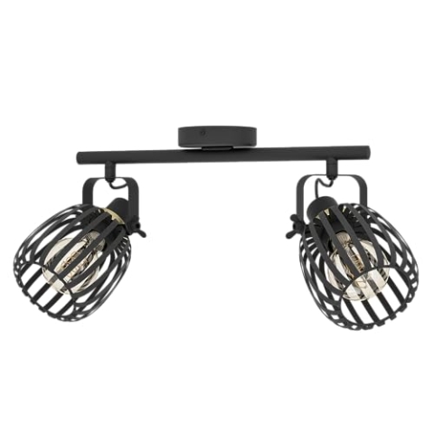 EGLO Deckenstrahler Segovia, 2-flammige Deckenlampe mit schwenkbaren Spots, Deckenleuchte aus Metall in Schwarz und Messing-gebürstet, Deckenspot mit E27 Fassung