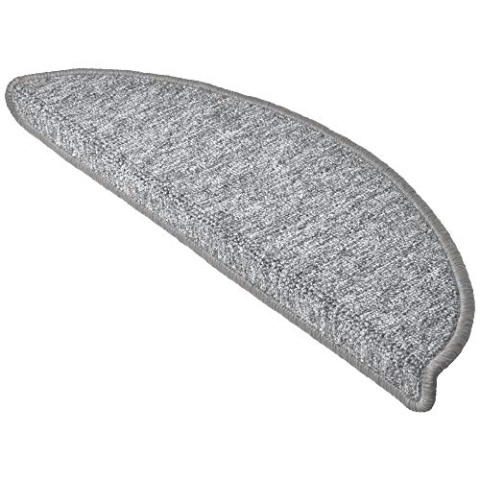 Beautissu Treppenstufen Matten 55x15 cm – 15 Stück Schmale Treppen Stufenmatten Selbstklebend Innen Treppenmatten Stufenmatte Teppich Treppenteppich Stufenteppich Halbrund Hellgrau – ProStair