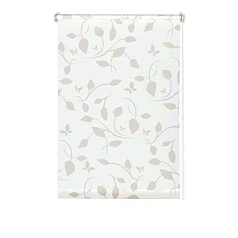 GARDINIA EASYFIX Dekor Scandinavian Rollo ohne Bohren, Zum Kleben oder Klemmen, Blickdicht, Lichtdurchlässig, Weiß/Natur, 105 x 180 cm