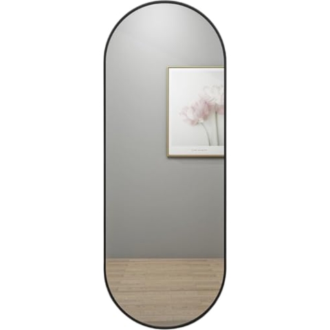 SensaHome Ovaler Ganzkörperspiegel – Wandspiegel im minimalistischen Design – Schwarz – Modern – Ankleidezimmerspiegel – 50 x 160 cm – Schwarz