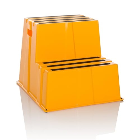 hjh OFFICE Tritthocker 2 Stufen bis 150kg belastbar TIO-E2 Kunststoff, Rutschfester Tritt, Schemel für Zuhause und Gewerbe, 51 x 57 x 65 cm, Gelb