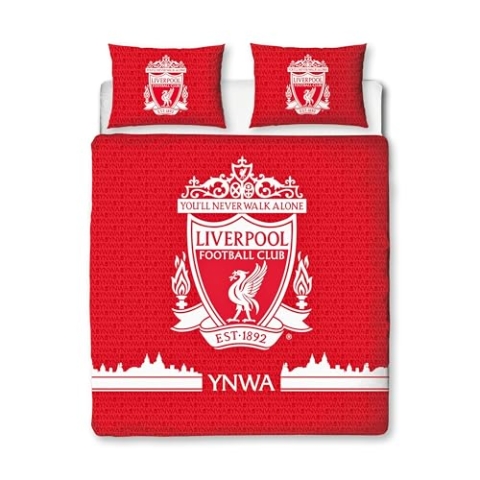 Character World Liverpool FC Offizielles Bettwäsche-Set für Doppelbett, Farbdesign, wendbar, 2-seitig, Fußball-Bettwäsche, offizielles Lizenzprodukt, inklusive passenden Kissenbezügen