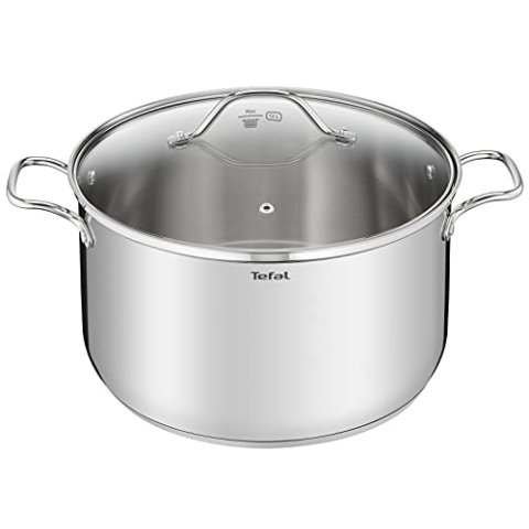 Tefal Intuition XL Kochtopf 36 cm / 17,5 l, Induktion, Edelstahl 18/10, 5 Jahre Garantie, robuste genietete Griffe, Glasdeckel B8647504