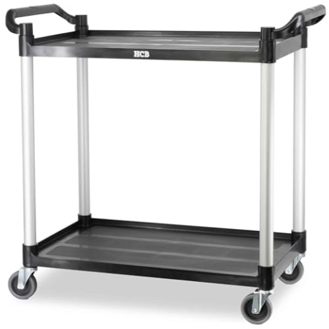 HCB® - Professioneller Catering-Servierwagen auf Rädern – 2 Ebenen – Küchenwagen aus Kunststoff – Servierwagen – Rolltisch – industrieller Küchenwagen