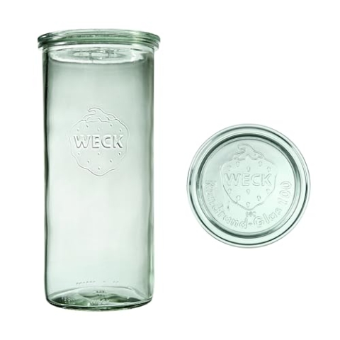 Weck Zylindrisches Glas 1500 ml 6 Stück | Glas mit Deckel | Zum Einmachen von Konserven, Säften, zur luftdichten Aufbewahrung von trockenen Zutaten
