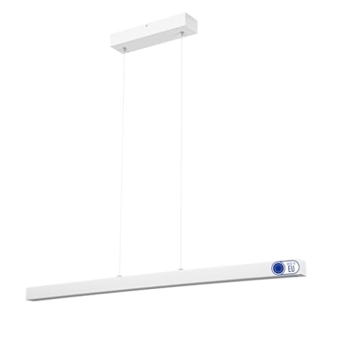 alfalux Lampe LED Hängelampe aus Holz Wohnzimmer Esszimmerlampe Hängeleuchte Pendelleuchte Esstischlampe Küchenlampe Höhenverstellbar 100 cm LED100KB-3K-WEIß
