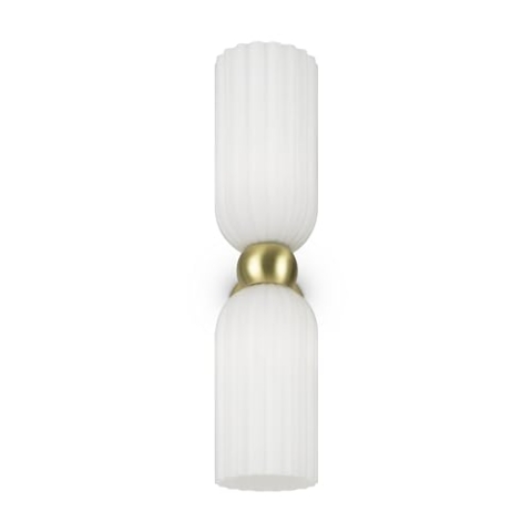MAYTONI Antic Wandleuchte innen – 2-flammige Wandlampe – Retro Lampe E14 - Leuchte aus Glas & Metall - Wohnzimmerlampe, Schlafzimmerlampe - Gold, Weiß